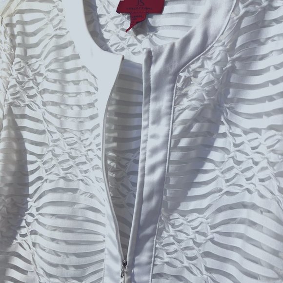 JC Collections-Holiday/Wedding/Party-White long diamond sleeves-Sheer-Jacket - Picture 6 of 9